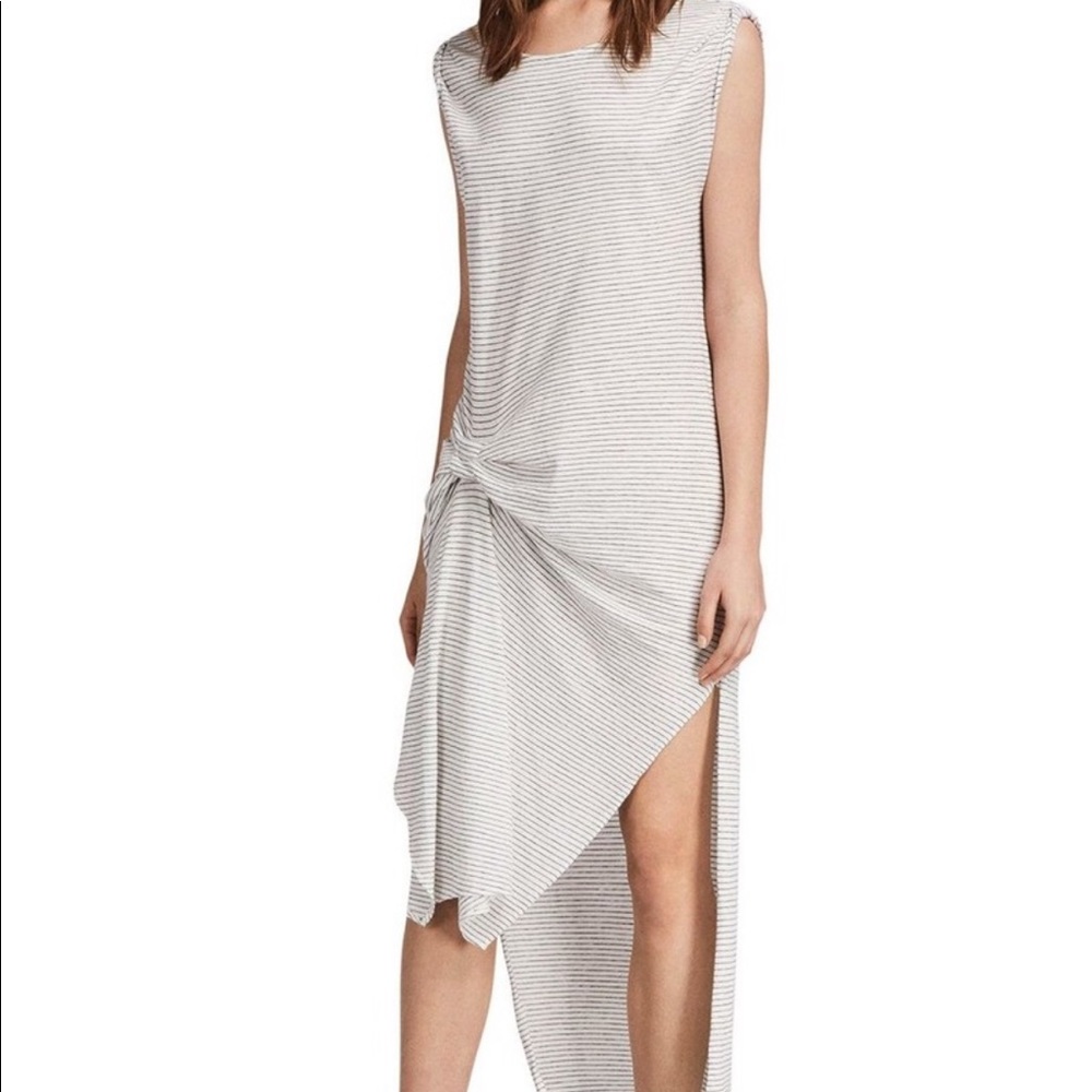 ALLSAINTS Riviera Ida Striped T-shirt Dress- large